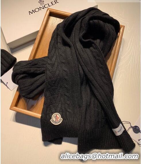 New Fashion Moncler Knit Hat and Scarf Set 0923 Black 2022
