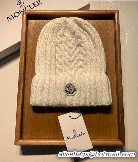 Luxury Classic Moncler Knit Hat and Scarf Set 0923 White 2022
