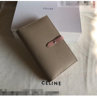 Affordable Price Celine Palm-Grained Leather Passport Wallet CE1825 Beige/Pink 2022