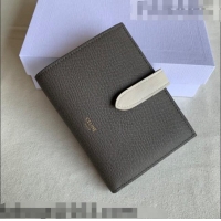 Famous Brand Celine Palm-Grained Leather Medium Strap Wallet CE1827 Grey/White 2022