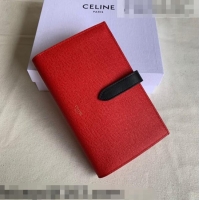 Super Quality Celine Palm-Grained Leather Large Strap Wallet CE1826 Red/Black 2022