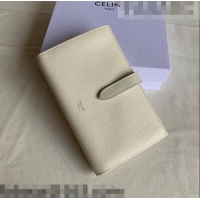 Traditional Discount Celine Palm-Grained Leather Large Strap Wallet CE1826 White 2022