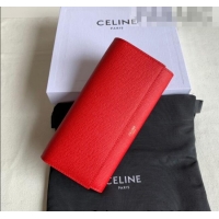 Luxury Discount Celine Large Flap Wallet in Palm-Grained Calfskin 4148 Red 2022