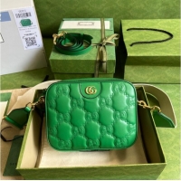 Original Cheap Gucci GG Matelasse leather shoulder bag 702234 Bright green