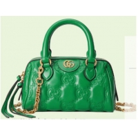 Classic Best Gucci GG Matelasse leather top handle bag 702251 Bright green