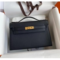Buy Fashionable Hermes Kelly 22cm Tote Bag Original Leather KL22 Black Gold