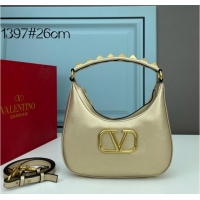 Good Product VALENTINO GARAVANI STUD SIGN Calf Leather Hobo bag 1W2B0K69 gold