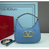 Promotional VALENTINO GARAVANI STUD SIGN Calf Leather Hobo bag 1W2B0K69 sky blue