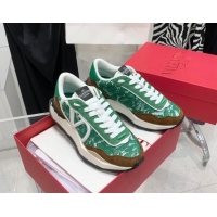 Discount Valentino Lacerunner Lace and Mesh Sneakers Green/Brown 090625