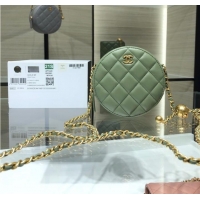 Top Grade Chanel CLUTCH WITH CHAIN Lambskin & Gold-Tone Metal AS1449 green