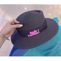 Well Crafted Louis Vuitton Straw Wide Brim Hat 043033 Black/Pink 2022