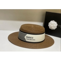 Best Price Gucci Straw Wide Brim Hat GH31510 Coffee 2022
