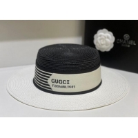 Well Crafted Gucci Straw Wide Brim Hat GH31511 Black/White 2022