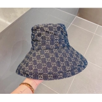 Classic Luxury Gucci GG Denim Bucket Hat 083102 Blue 2022