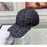 Luxury New Gucci Flora Denim Baseball Hat G91537 Black 2022