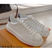 Classic Hot Louis Vuitton Time Out Monogram Leather Sneakers White 0719110