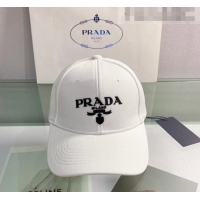 Good Quality Prada Canvas Baseball Hat 081805 White 2022