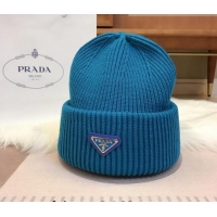 Buy Fashionable Prada Knit Hat 083151 Blue 2022