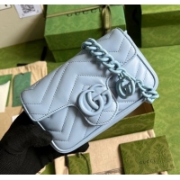 Reasonable Price Gucci GG Marmont belt bag 699757 light blue