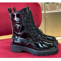 Good Looking Louis Vuitton Territory Flat Ranger Boots in Patent Leather Black 082629