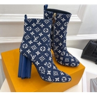 Pretty Style Louis Vuitton Silhouette Ankle Boots 10cm in Blue Monogram Denim 092198