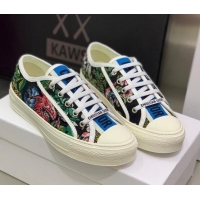 Stylish Dior Walk'n'Dior Sneakers in Black Multicolor D-Constellation Embroidered Cotton 062143
