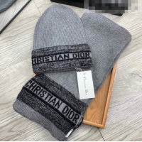 Buy Inexpensive Dior Knit Hat and Scarf Set 092370 Grey 2022
