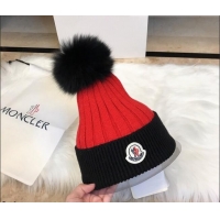 Luxury Classic Moncler Wool Knit Hat 110535 Black/Red 2021