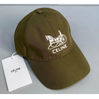 Luxury Classic Celine Canvas Baseball Hat CE8010 Green 2021
