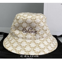 Specials Fashion Celine Triomphe Canvas Bucket Hat CE2211 White 2021