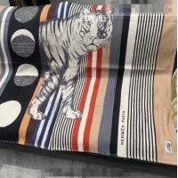 Most Popular Hermes Tiger Bayadere Cashmere Blanket 135x170cm HB2301 Camel 2022