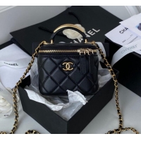 Top Quality Chanel Lambskin Small Vanity Bag with Chain and Metal AP2198 Black 2022