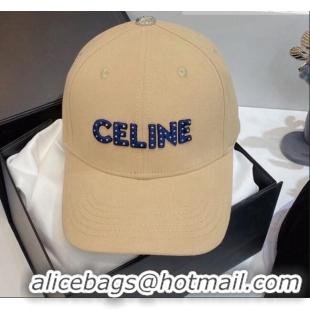 Cheapest Celine Canvas Baseball Hat C1876 Beige 2021