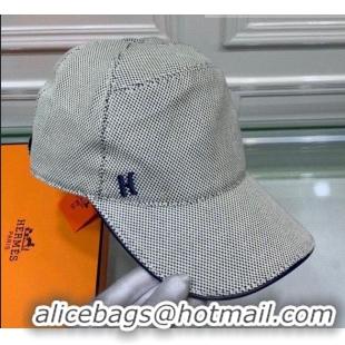 Trendy Design Hermes Canvas Baseball Hat with Side H 0176 Grey 2021