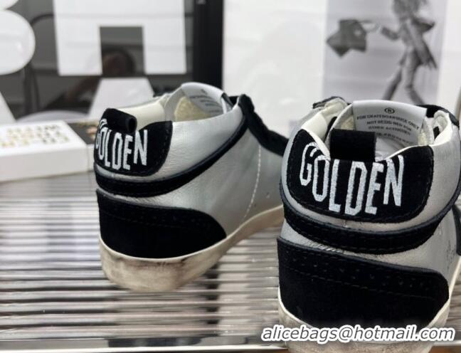 Inexpensive Golden Goose Mid Star Calfskin Sneaker Silver/Black 080985