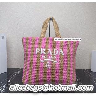 Promotional Grade Prada Raffia tote bag 1NE229 pink
