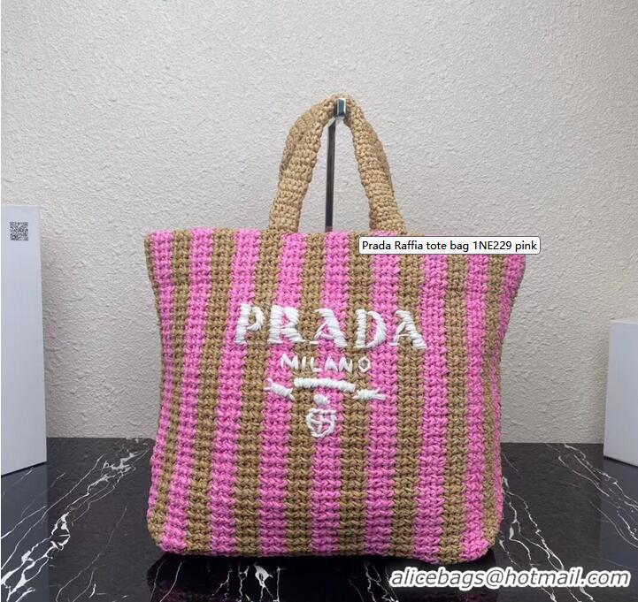 Promotional Grade Prada Raffia tote bag 1NE229 pink