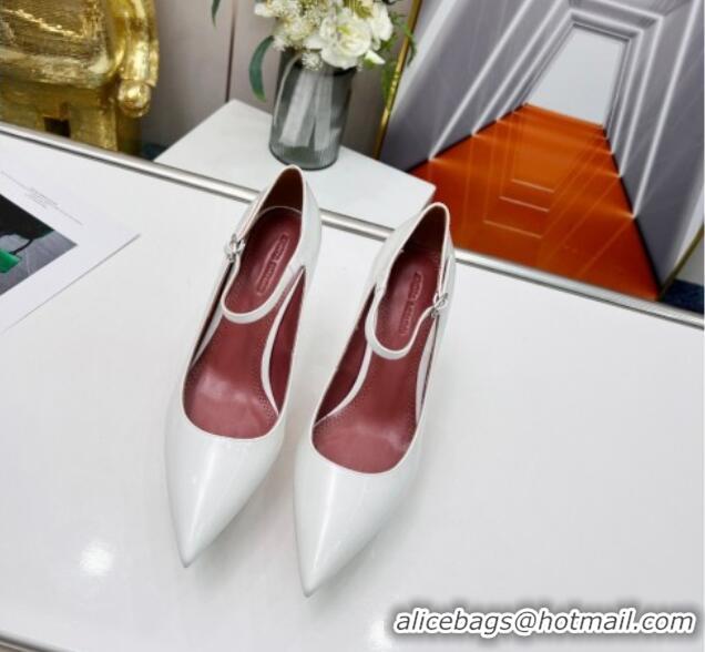 Grade Quality Amina Muaddi Patent Leather High Heel Platform Pumps 15cm White 0620138