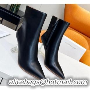 Low Cost Amina Muaddi Calf Leather High Heel Ankle Boots 9.5cm Black 2082403