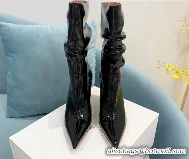 Top Design Amina Muaddi Patent Leather High Heel Boots 9.5cm Black 2082408