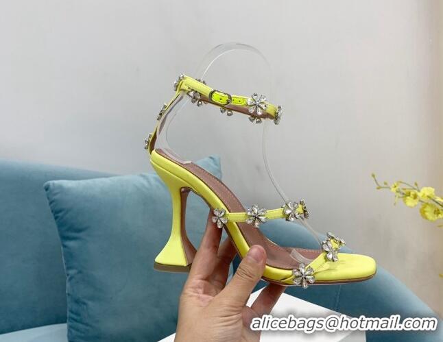 Low Cost Amina Muaddi Lily Silk High Heel Sandals 9.5cm Yellow 082415