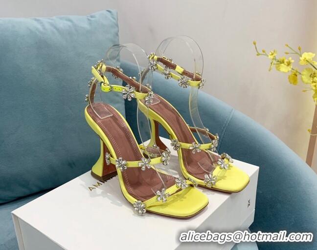 Low Cost Amina Muaddi Lily Silk High Heel Sandals 9.5cm Yellow 082415