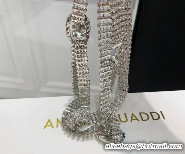 Luxury Amina Muaddi Giorgia Leather Crystal Strap Sandals 10.5cm Black 082717
