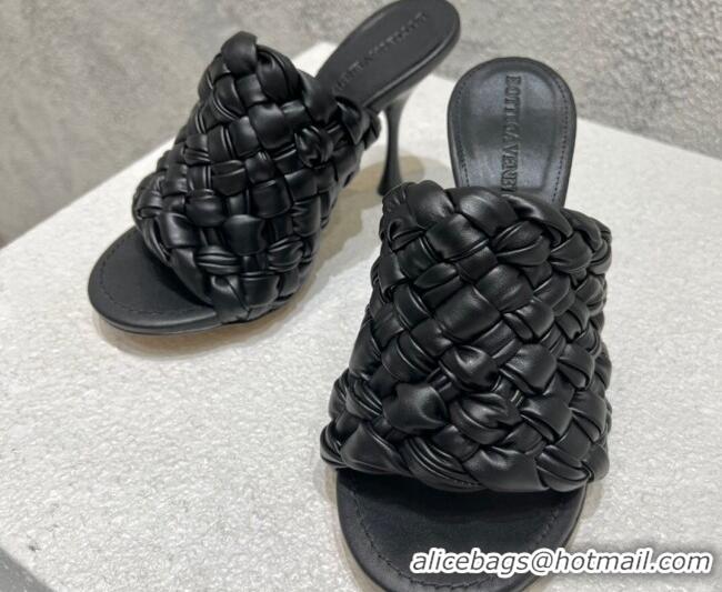 Grade Quality Bottega Veneta Dot Wave High Heel Slide Sandals 9.5cm Black 080831