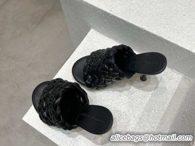 Grade Quality Bottega Veneta Dot Wave High Heel Slide Sandals 9.5cm Black 080831