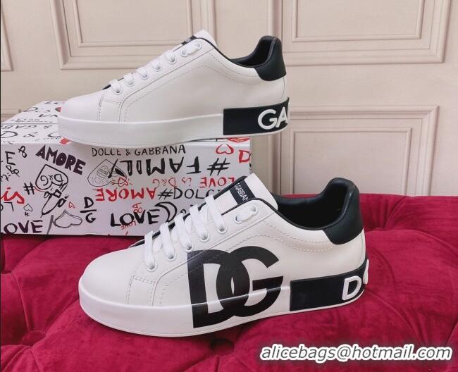 Pretty Style Dolce & Gabbana DG Print Leather Sneakers White/Black 2062139