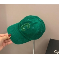 Super Quality Celine Corduroy C Baseball Hat CE3001 Green 2021