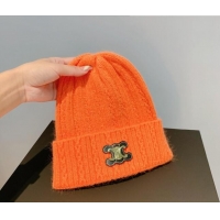 Well Crafted Celine Rabbit Fur Knit Hat 110429 Orange 2021
