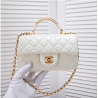 Reasonable Price CHANEL 22B mini CF flap bag with Gold hardware top handle AS2431 White
