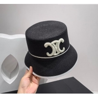 Trendy Design Celine Straw Bucket Hat 071604 Black 2022